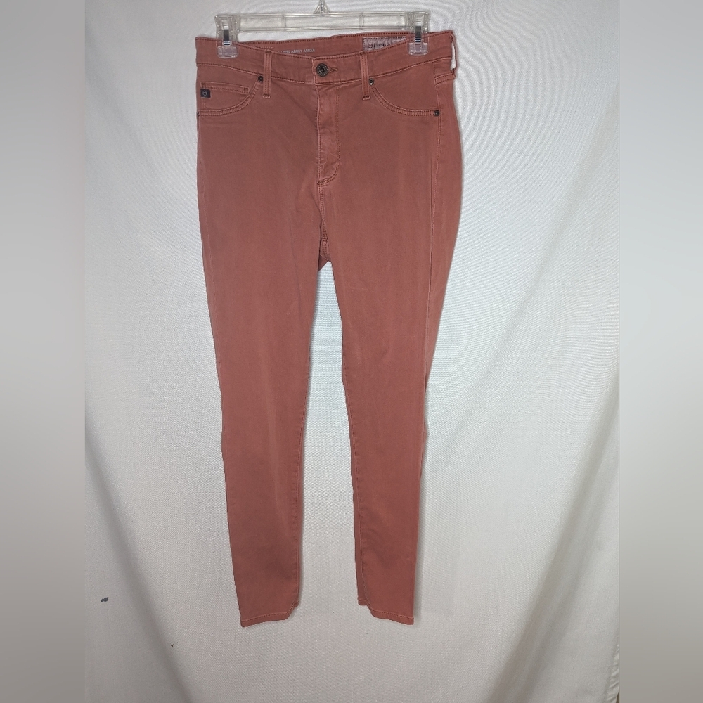 AG Adriano Goldschmied Pink Anthropologie The Abbey Ankle Jeans Sz 27R High Rise